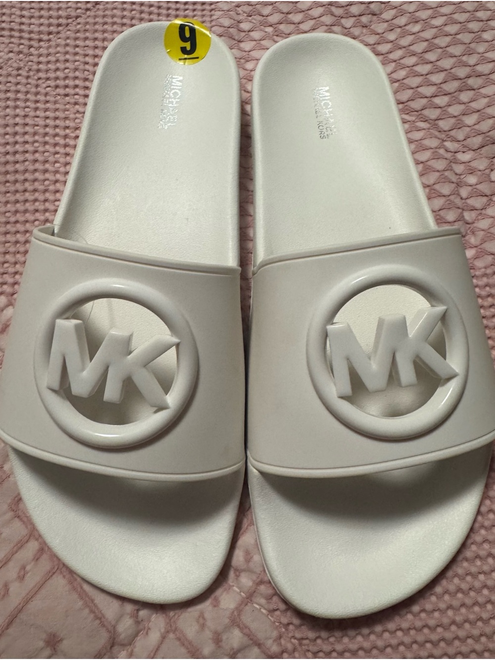 Michael Kors White MK Logo Slide Sandals for Women - Picture 2 of 4